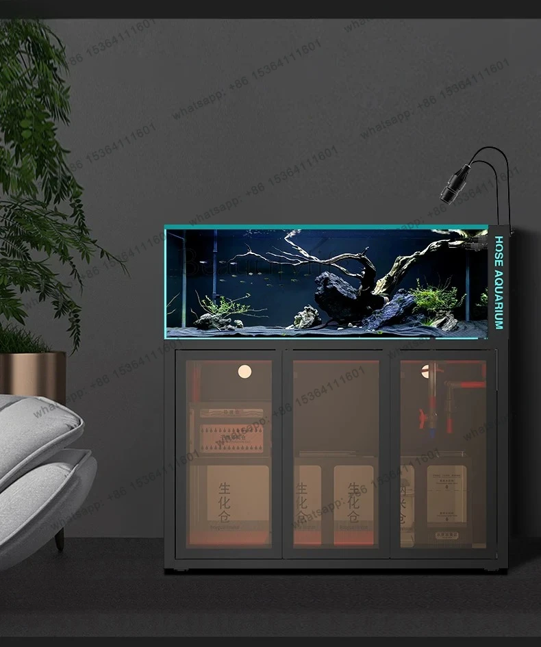 Fish Tank Aquarium Bottom Filter Living Room Ultra Clear Glass Backpack  Overflow Ecological Marine Tank Aquatic Plant Tank