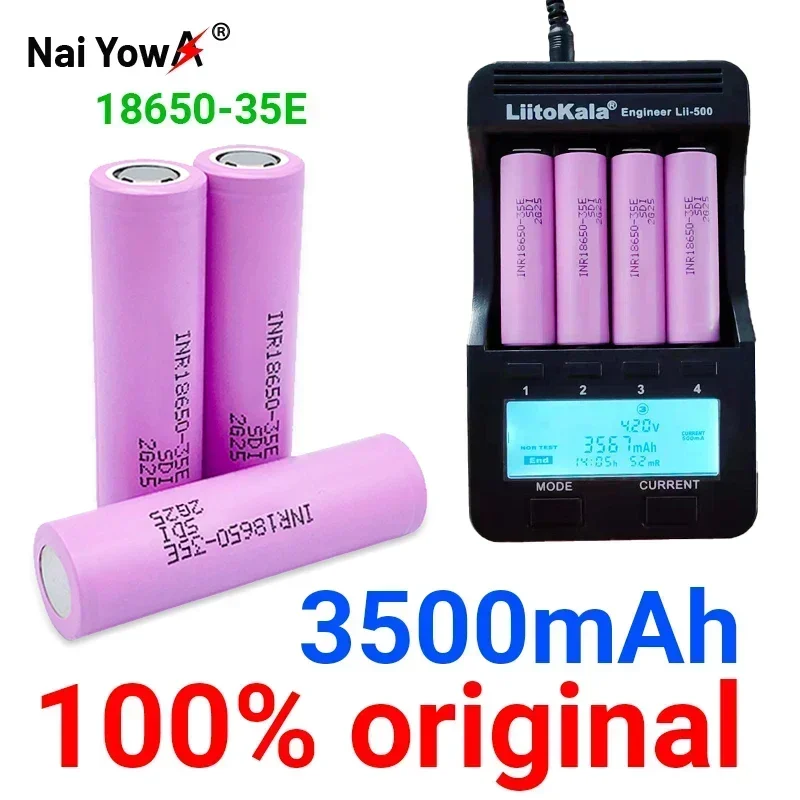 

1-10 actual capacity original power 18650 lithium battery 35E 3500mAh 3.7V 25A high power inr18650 electric tools