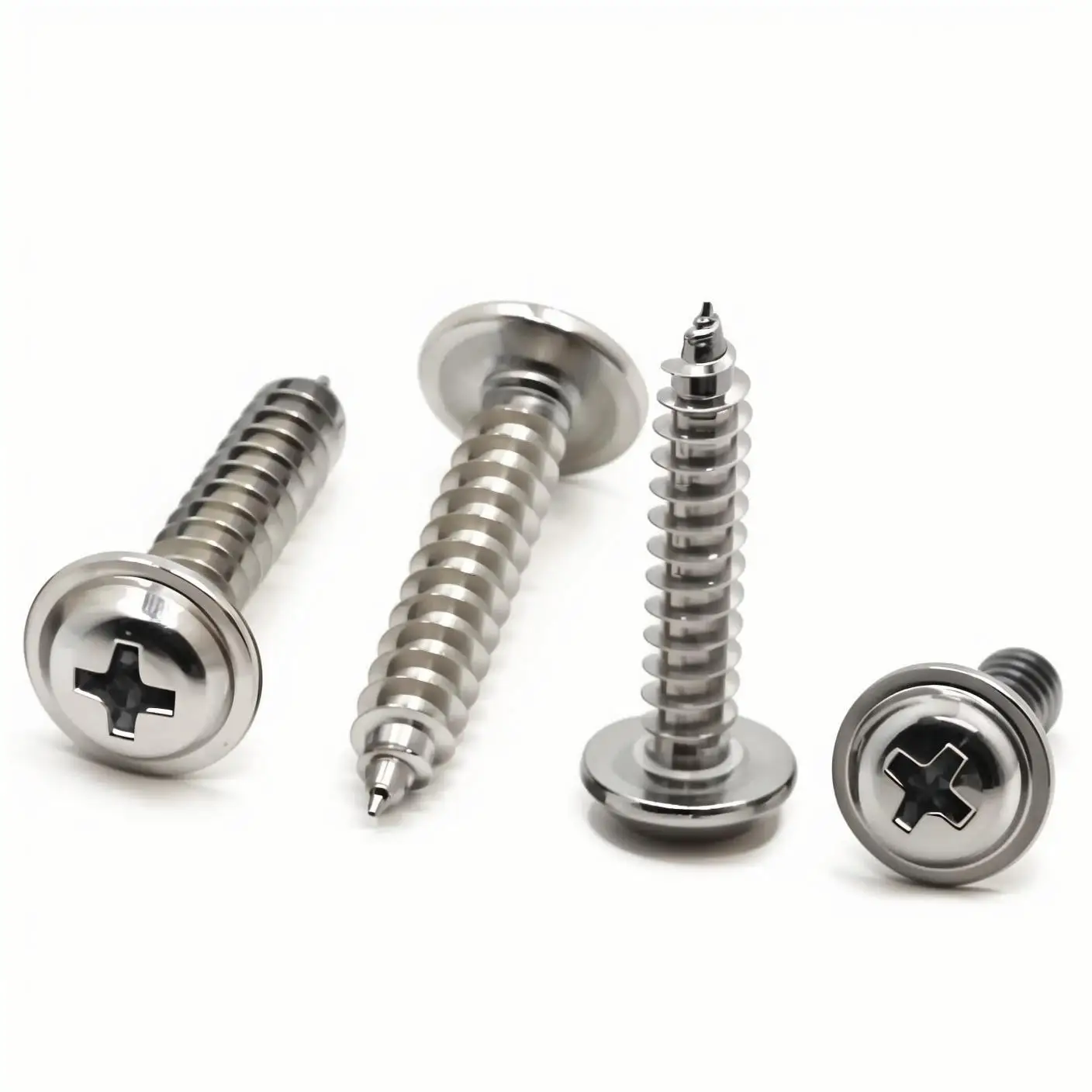 

10-50pcs M1.4 M1.7 M2 M2.3 M2.6 M3 M4 M5 304 stainless steel PWA Cross Round Head with Washer Self Tapping Screw