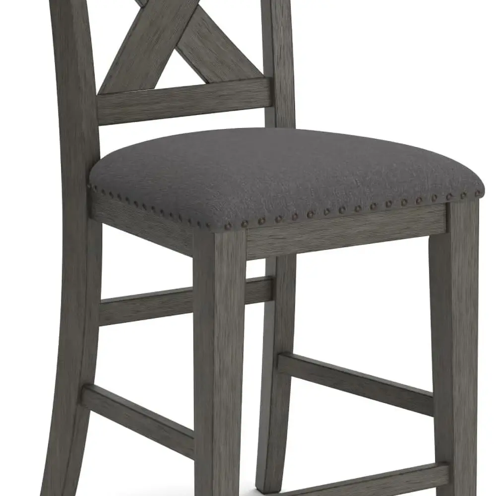 

Rustic 24.63 Counter Height Upholstered Barstool, Set of 2, Gray