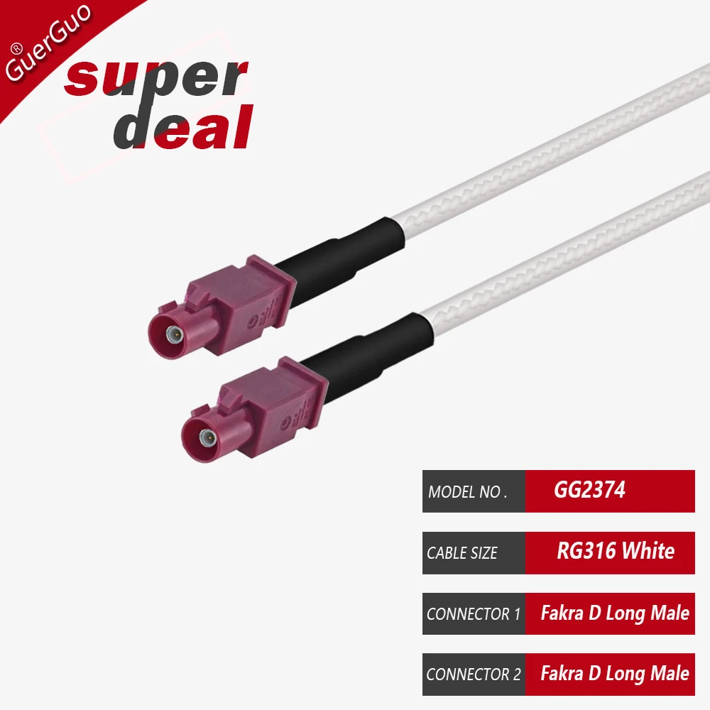 Fakra D RG316 Coax Cable Fakra D Male/Female/Male long Connector Antenna Extension Grey Coaxial Cable for Car Remote Control Key