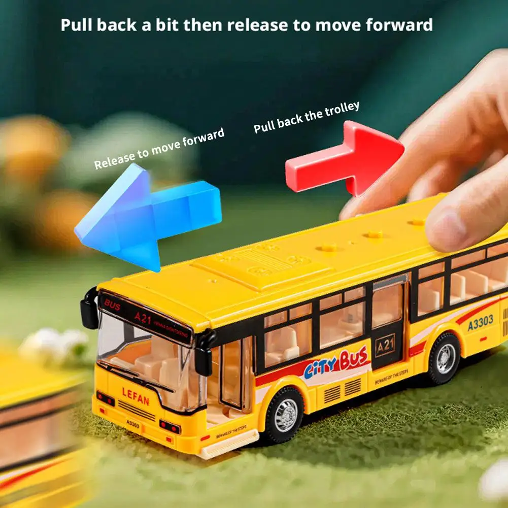 

Children's Simulated City Bus Toy Model Inertial Vehicle Sightseeing Bus Educational Pretend Play Toy with Light Sound Effect