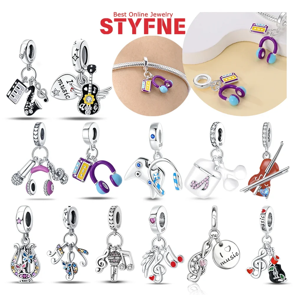 

925 Silver Colored Zircon Heart-shaped Charms Pink Red Love Flower Beads Fit Original Bracelets Necklace DIY Fine Jewelry Gift