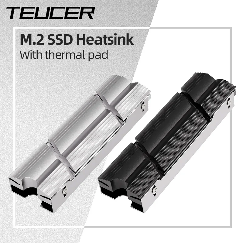 Teucer M.2 SSD NVMe Heatsink 2280 Aluminum Radiator with Silicone Thermal Pad Support PS5 Solid State Drives Cooling Accessories