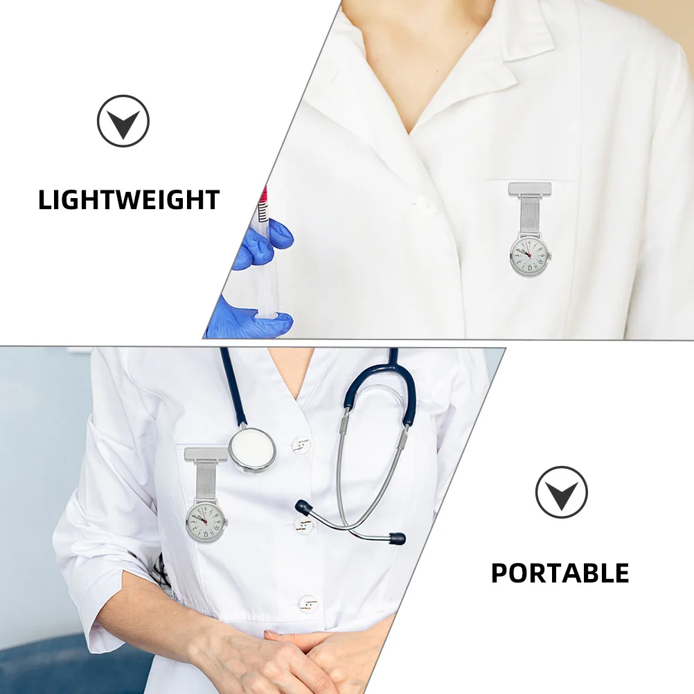 2pcs Nurse Pocket Watch Luminous Clip On Fob Lapel Pin Nursing Watches for Women Durable Medical Brooch for Professionals