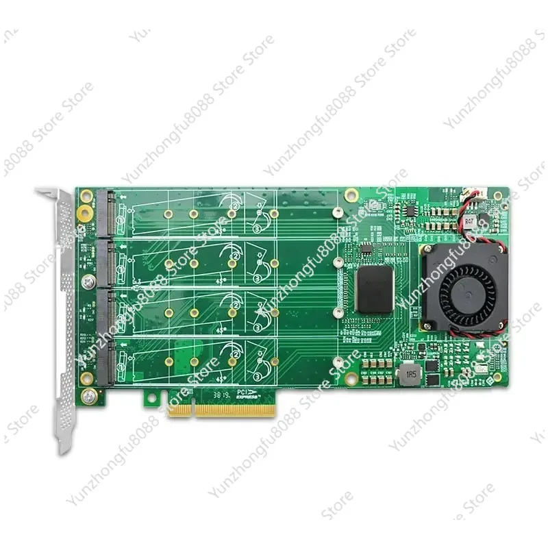 محول 4 M.2 NVMe SSD PCIe X8 مع PLX PEX8724 PCI Express 3.0 X8 يتحول إلى 4 منافذ بطاقة محول M.2 --- STC PE382-4I
