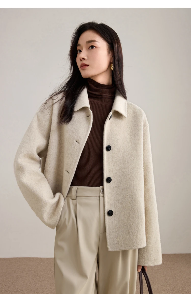SENTUBILA Damen Wolljacke 2026 Winter Kurzer Mantel Schafwolle Oberbekleidung Modische Damen Locker Elegante Lässige Jacke W54OC2733 – Detail 28