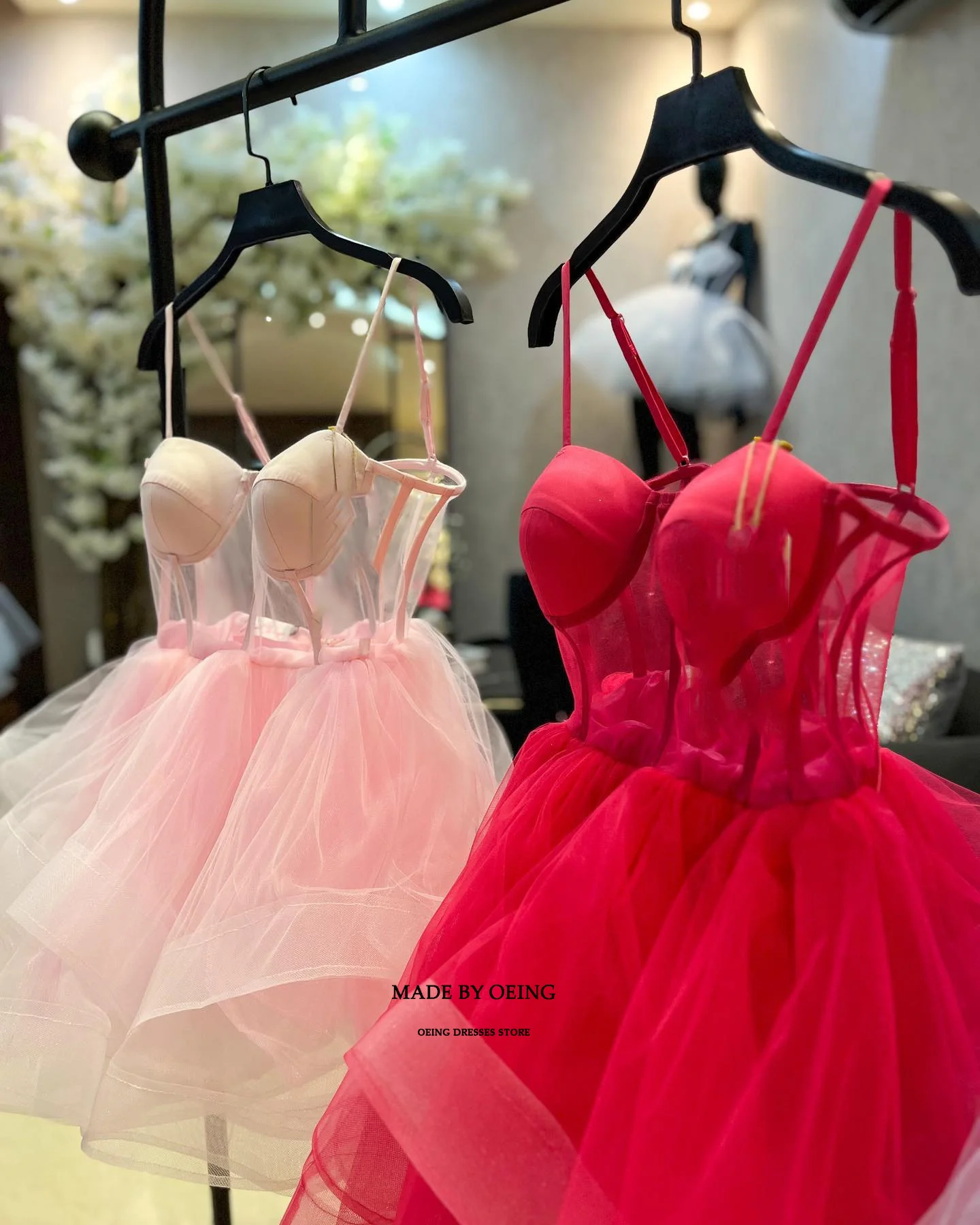 OEING Short A-Line Prom Dress Elegant Tulle Tiered Mini Cocktail Evening Dresses Formal Occasion Gown With Bow Vestidos De Novia