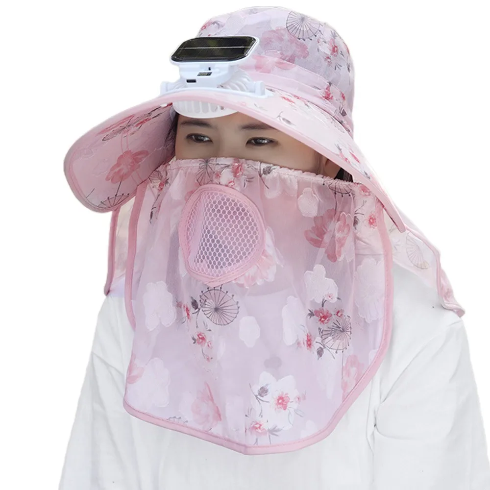 

Digital Display Screen Solar Fan Visor Hat Breathable Mesh Neck Protection Women's Picking Tea Hat Solar/USB Charging