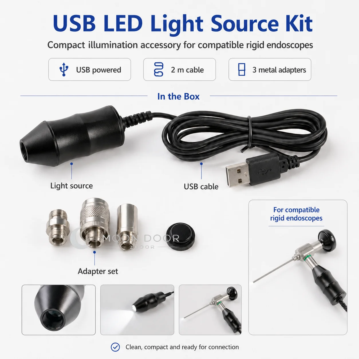 Endoscope Light Source Portable LED Cold Illumination System with Universal Adapter for Veterinary Medical Surgery Equipment view 4