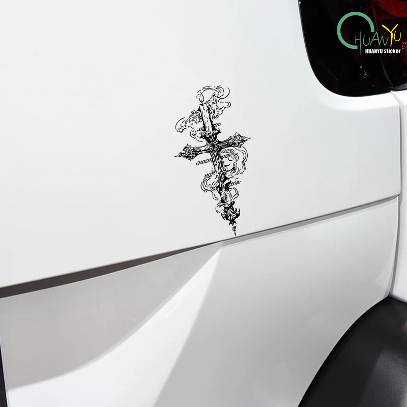 ملصق سيارة مزخرف متقاطع على شكل طوطم شوكة، ملصق عاكس مقاوم للماء ومقاوم للخدش للسيارة والدراجات النارية. #4