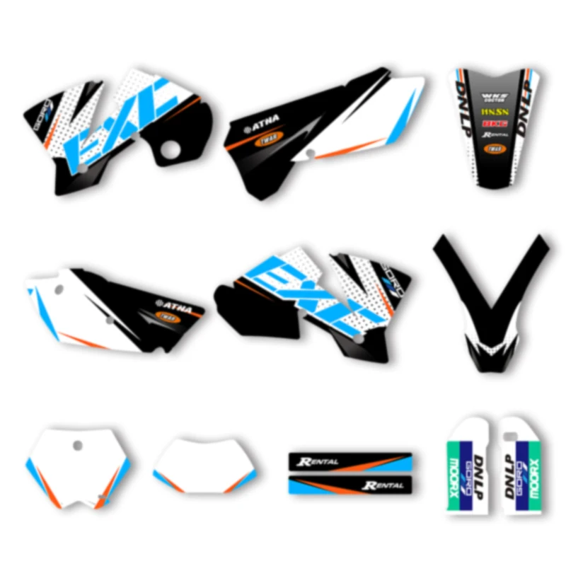 

DSMTECH Motorcycle Graphics Background Decal for KTM 125 250 300 350 450 2003 2004 SX SXF 2004 EXC Decals Stickers Kits 007