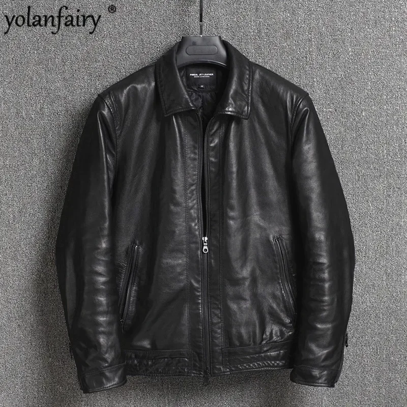 

2020 New Genuine Leather Jacket Men Autumn Winter Sheepskin Coat Real Leather Jackets Short Chaqueta Cuero Hombre 16301833M01-24
