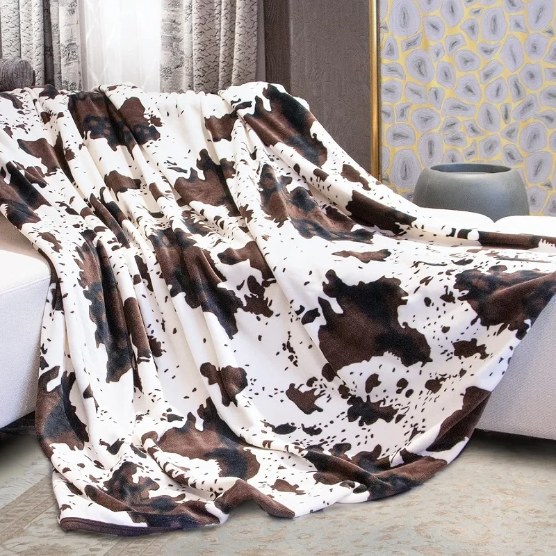 Cow Print Blanket Soft Fleece Flannel Cozy Cute Cow Blankets Warm Plush Lightweight Throw Blanket All-Season for Couch Sofa Bed