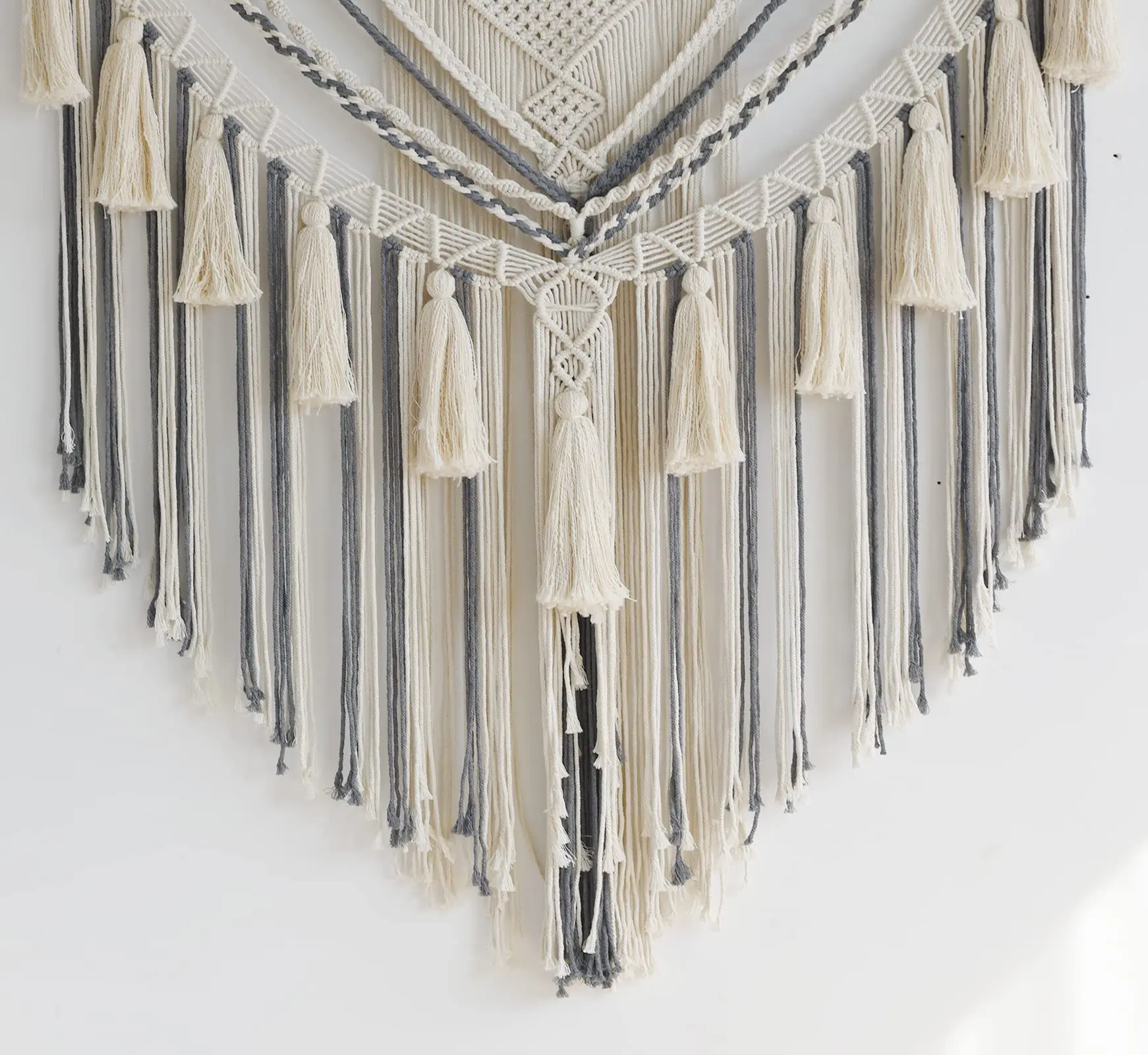 1 قطعة مكرامية رمادية الجدار الشنق كبير مكرامية بوهو نسيج اليدوية المنسوجة نسيج الفن الحرف ل جدار غرفة نوم المعيشة شقة #5