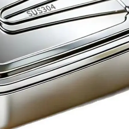 For Daily Meal Carrying Silver 304 Stainless Lunch Box Portable Lunch Tin Seamless Design Heat Resistant Handle