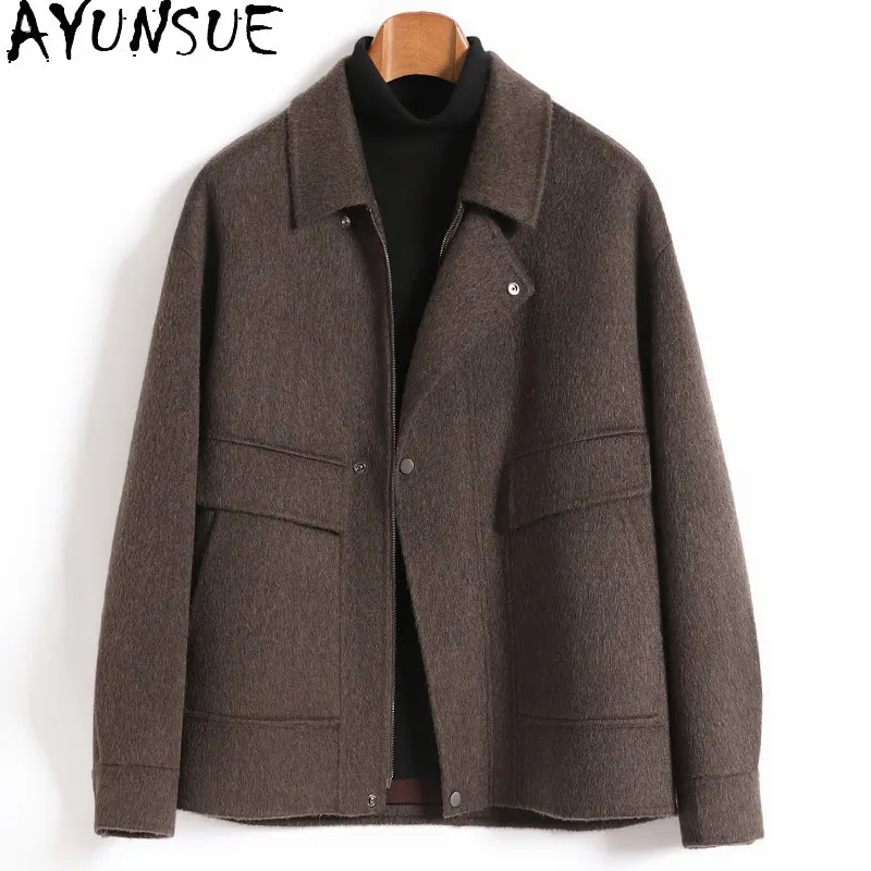 AYUNSUE New Fashion 100% Wool Coat Man Clothing 2026 Autumn Winter Double-sided Woolen Jacket Loose Short Wool Coats and Jackets