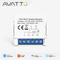 AVATTO WiFi 1/2/3/4 Gang Mini Smart Switch DIY Light Switches Module 2-Way Control Works With Smart Tuya Alexa Alice Google Home