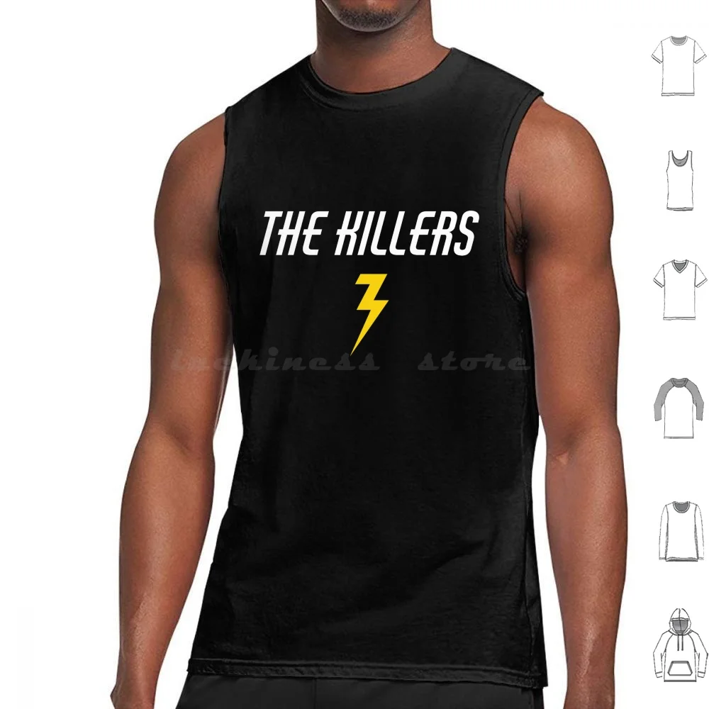 Lightning Bolt Design-Black Tank Tops Vest Sleeveless Lightning Bolt Brandon Flowers Ronnie Vannucci Mr Brightside Hot Fuss
