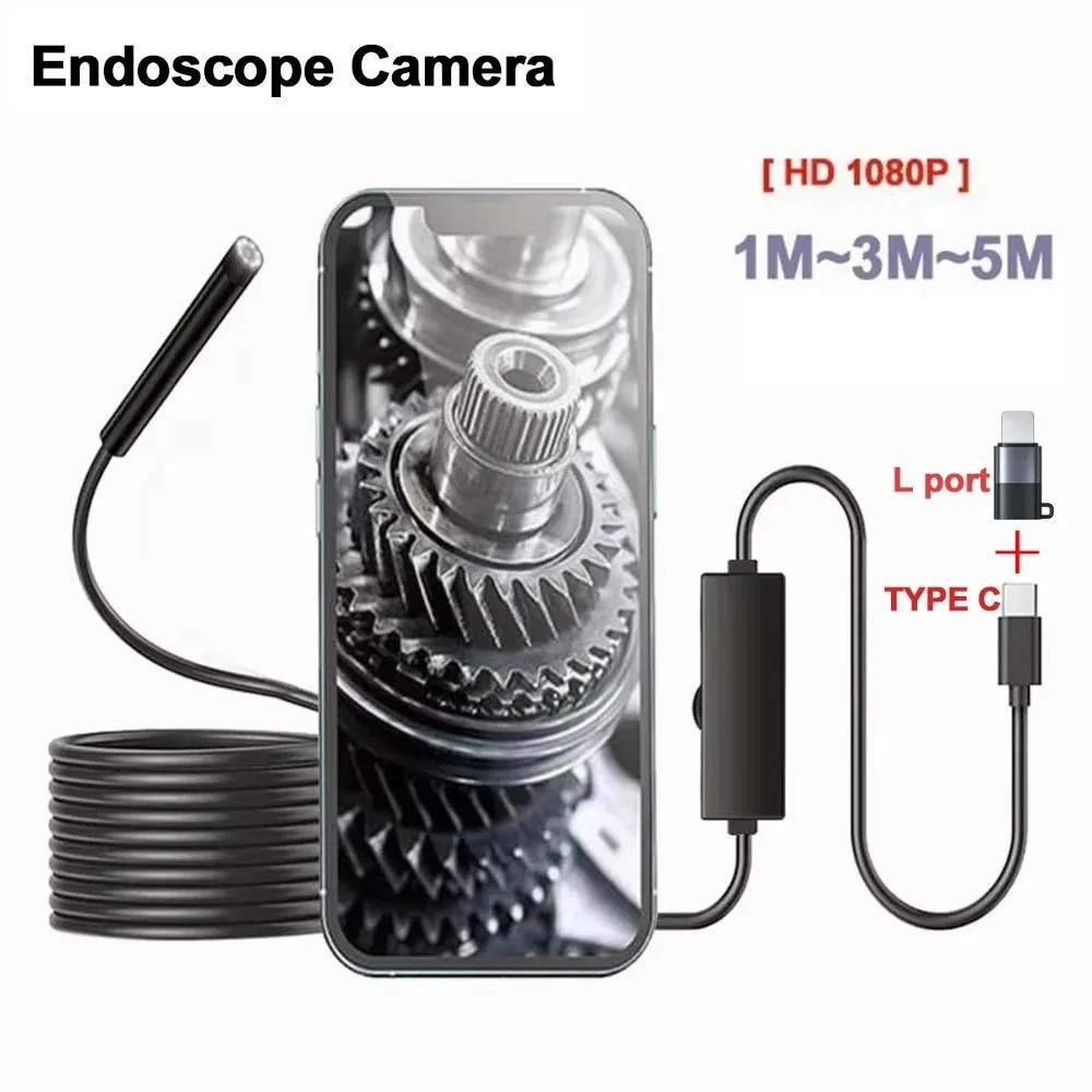 Type-C Endoscope Camera 1080P 2MP 1/3/5/10M Inspection Camera Car Pipeline Borescope For Android IOS iphone(15,16)