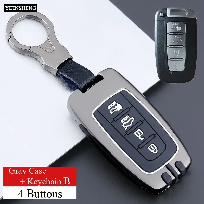 3 4 Button Zinc Alloy+Silicone Car Key Case for Hyundai IX35 Elantra Sonata 8 9 For Kia Sportage K5 K2 Sorento Optima Forte