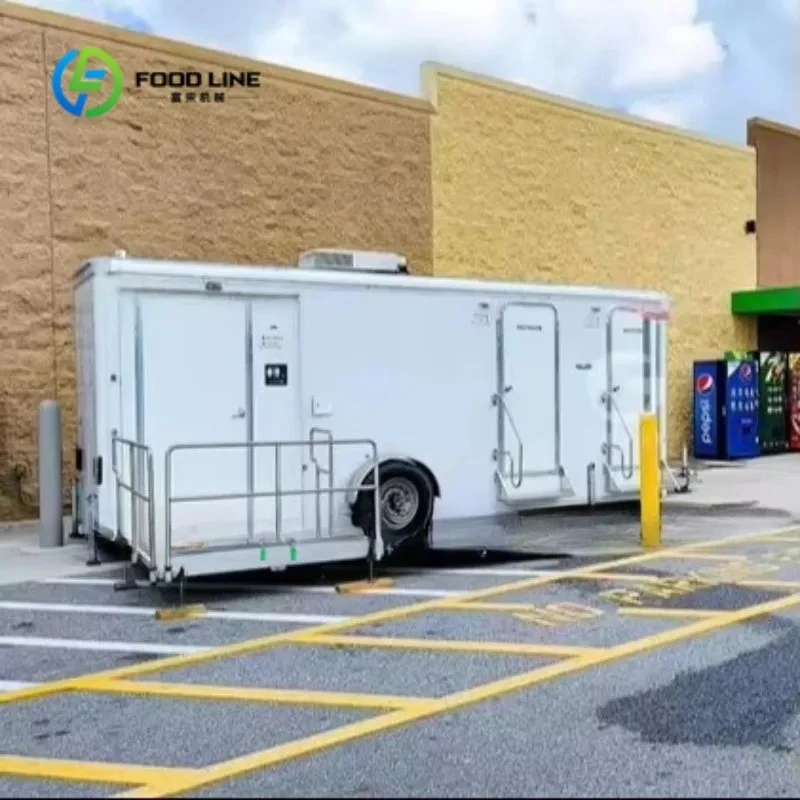 Custom 2-Stall Mobile Restroom Trailer Portable Toilet with Handwashing Station for Outdoor Festival, Party & Construction Site