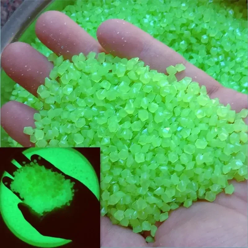 1000 Stück 3–5 mm leuchtender Sand, leuchtet im Dunkeln, Kieselsteine, Hausgarten, Hof, Außenweg, Rasendekorationen, Aquarium, Aquarium-Dekoration