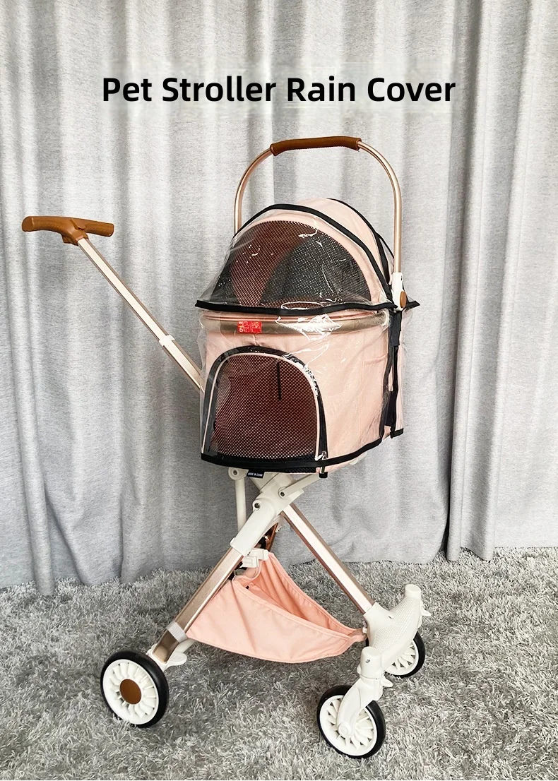 Pet Stroller Rain Cover, Transparent Eva Waterproof Windproof Dog Stroller Raincoat, Outdoor Protection, Warm and Durable