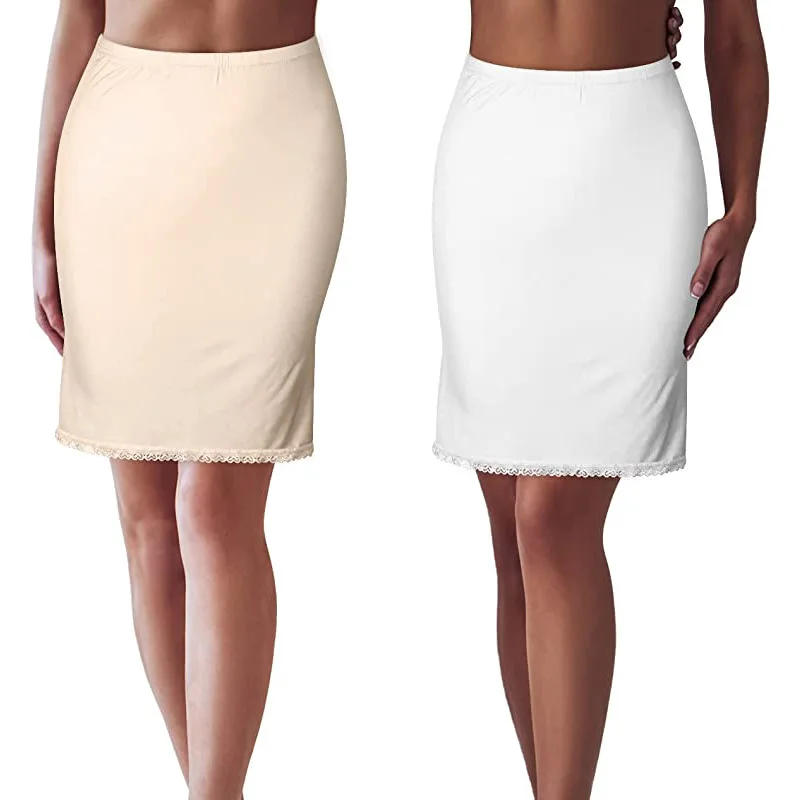 Anti-Transparent Lining Underdress Underskirt Inner Women\'s Summer Thin Modal Anti-Exposure Pure White Underskirt Safety Skirt