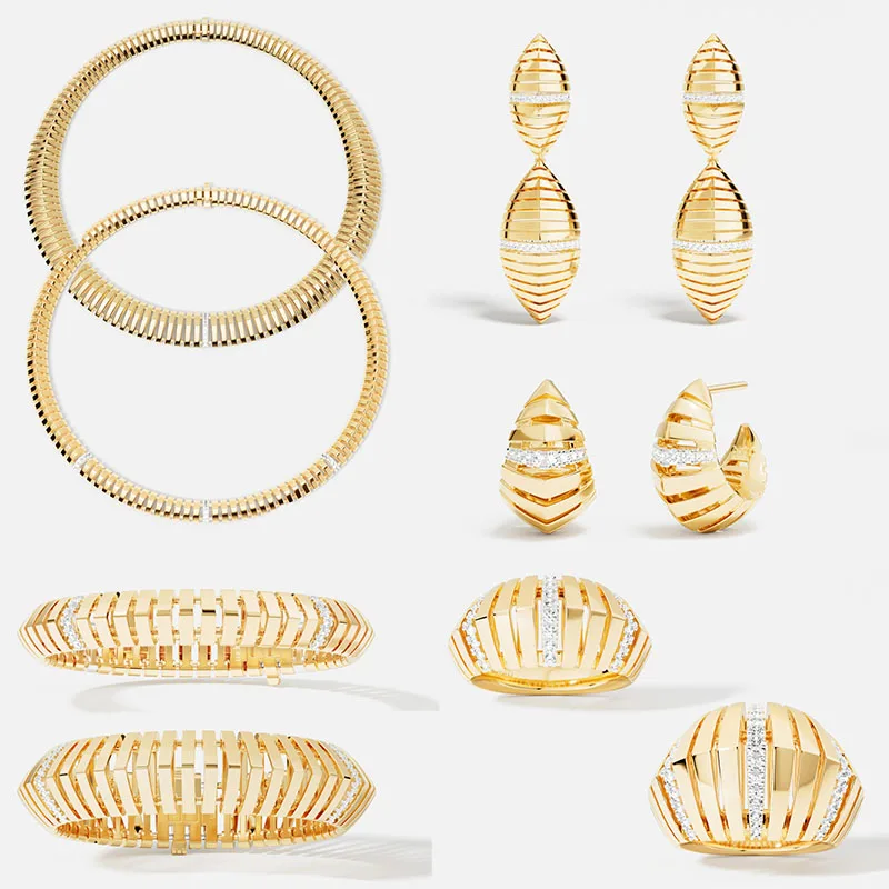 

LIDU 2025 925 Silver High-Quality Gold Necklace, Bracelet, Earrings And Ring Are Exquisite Jewelry For Women's Luxury Designers