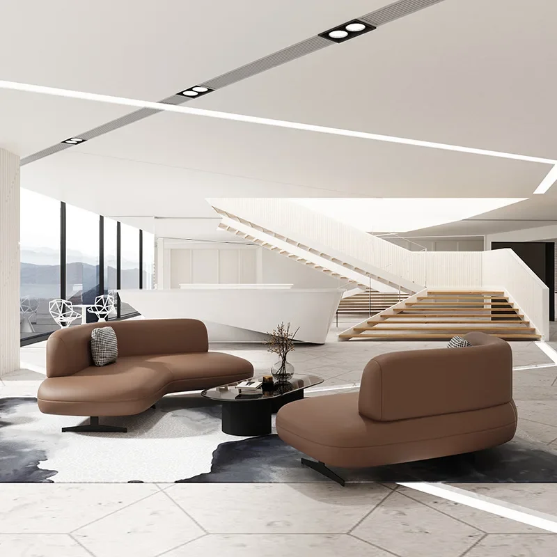 exquisite craftsmanship Meeting lounge area waiting for leather art hotel special-shaped sofa set