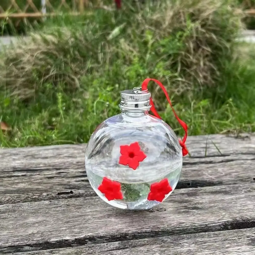 Three Hole Hummingbird Feeder Transparent Visible Bird Hanging Water Feeder Flower Shape Durable Birds Water Dispenser