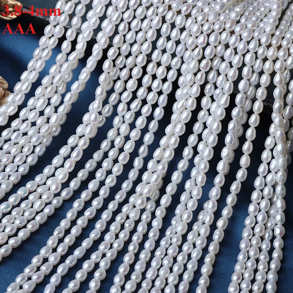 

3.8-4mm3A Natural Freshwater Rice White Pearl Isolated Loose Bead Exquisite Women Gift Jewelry DIY Necklace Bracelet Accessories