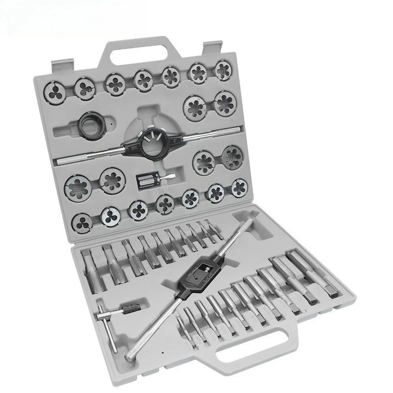 45Pcs Metric Tap & Die Set, Manual Tapping Wrench Kit, Hand Tool for Thread Cutting & Screw Repair