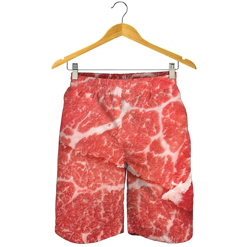 Funny Meat Graphic Beach Shorts For Men Summer Casual Board Ice Shorts 3d Print Loose Plus Size Trunk Short Pants Streetwear