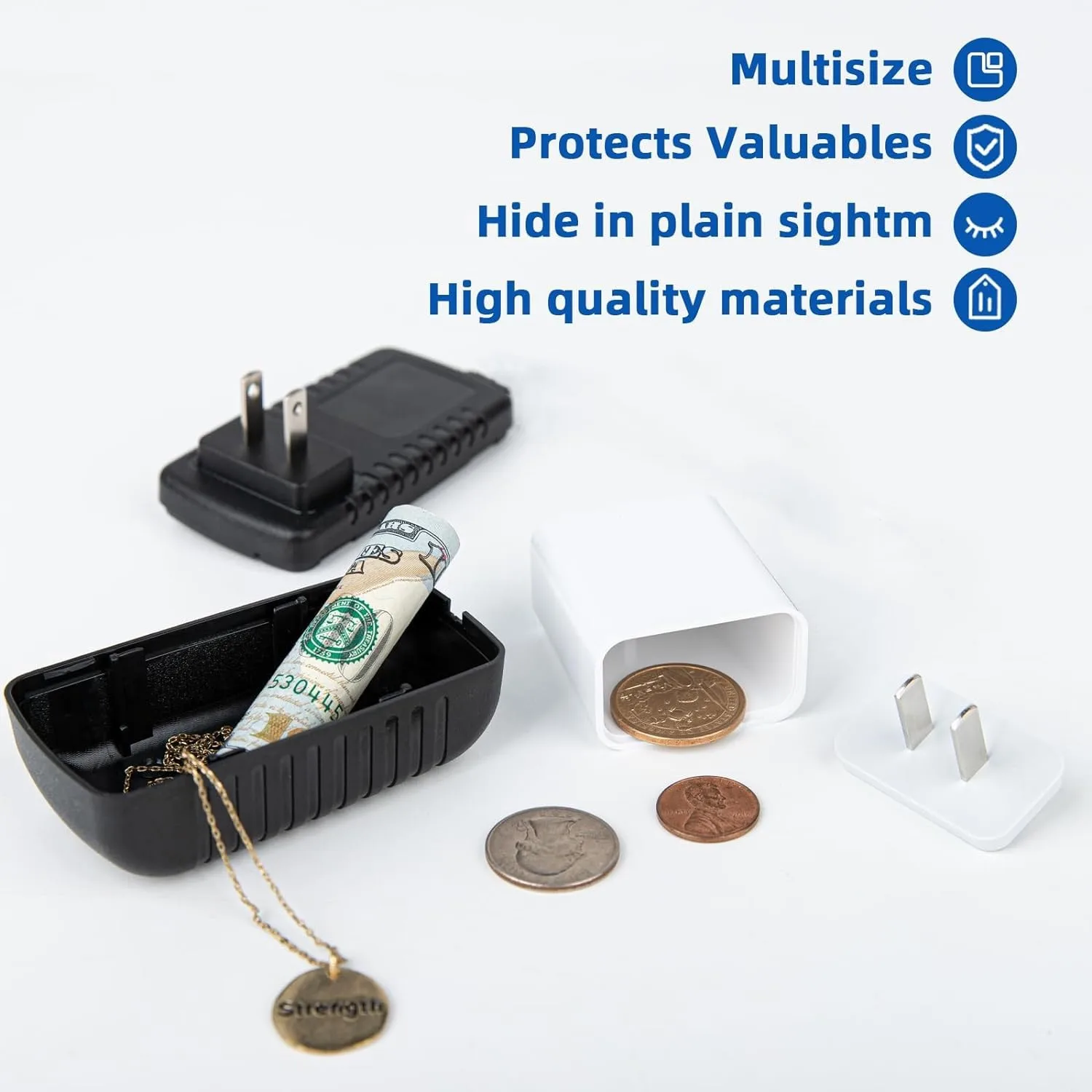 شاحن تخزين محمول للسفر، صندوق دواء برأس شحن، محول مخفي، صندوق دواء مزود طاقة أموال مخفي #2