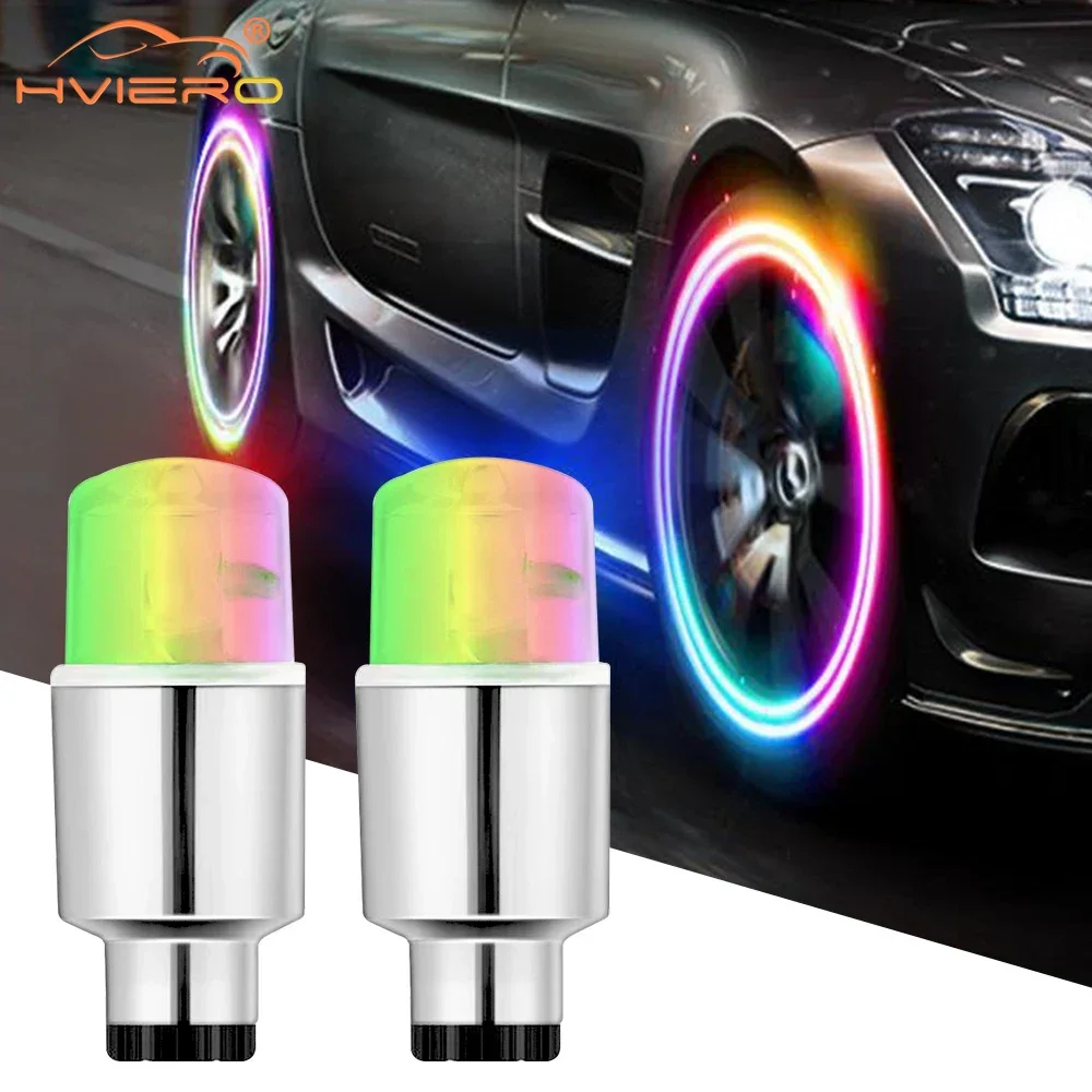 2 stks Auto Licht Caps Accessoires Fiets Lamp Band Spaak Binnenband Led LED Auto Stofdicht Ventiel Flash Neon Stengels 4 soorten Kleuren