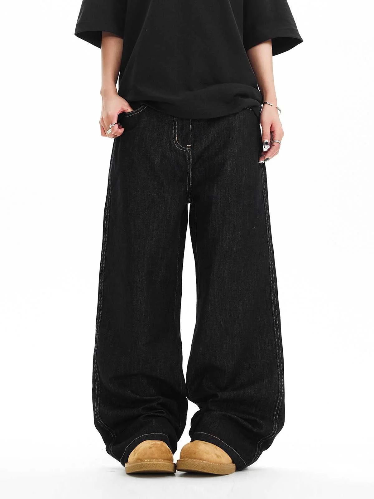 

American Retro Wide Leg Bla Jeans Men's Casual Brand Spring Autumn New Loose Drape Straight Leg Casual Floor-Length Pants