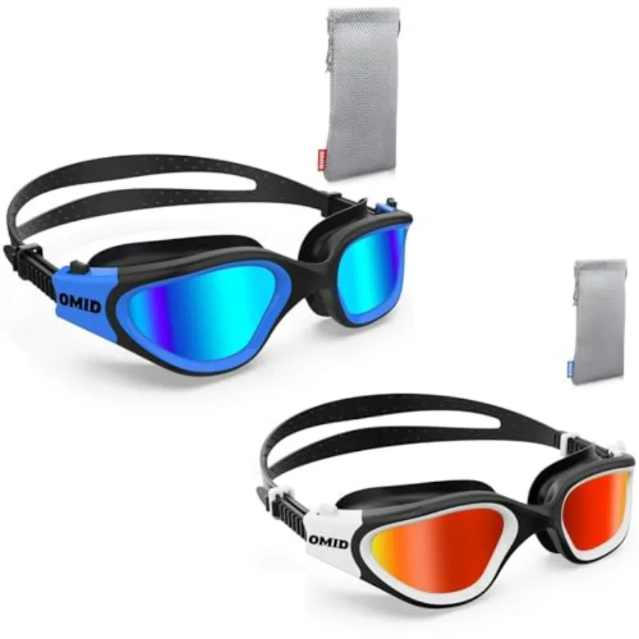

Triathlon swimming goggles for adults and teens, polycarbonate lenses with polarized UV protection, black frame with mirrored s
