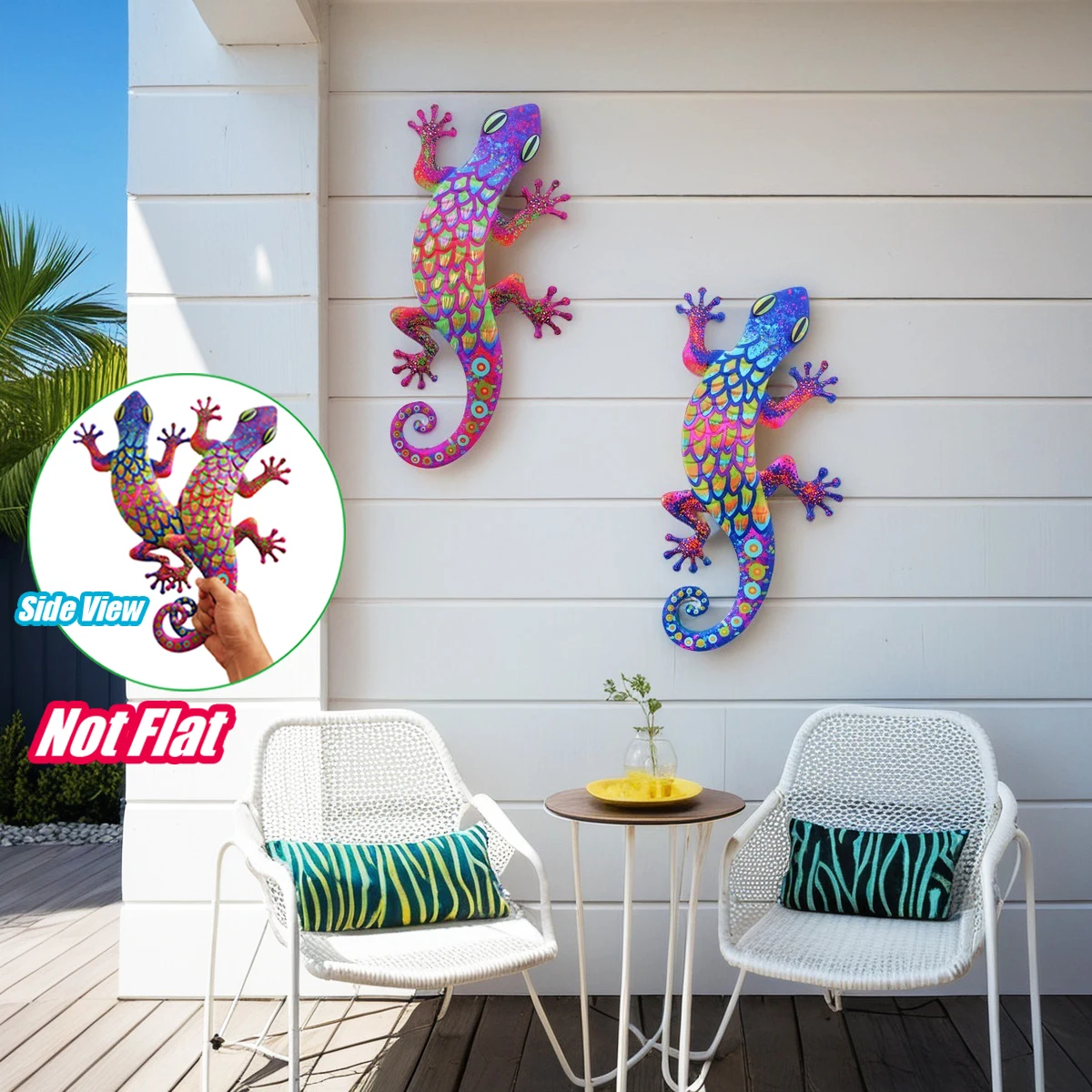 大きな金属製ヤモリの壁掛けアート装飾、3D鉄製トカゲの彫刻、屋外の庭、パティオ、ポーチ用の吊り下げ飾り - 母の日のギフト