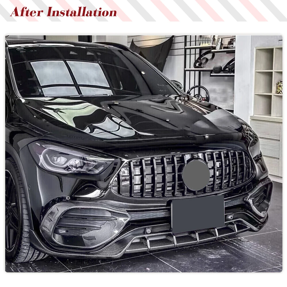 For Mercedes-Benz H247 GLA250 Sport GLA35 GLA45 AMG 2020 2021 Prepred Dry Carbon Fiber Car Front Canards Lip Air Vent Covers