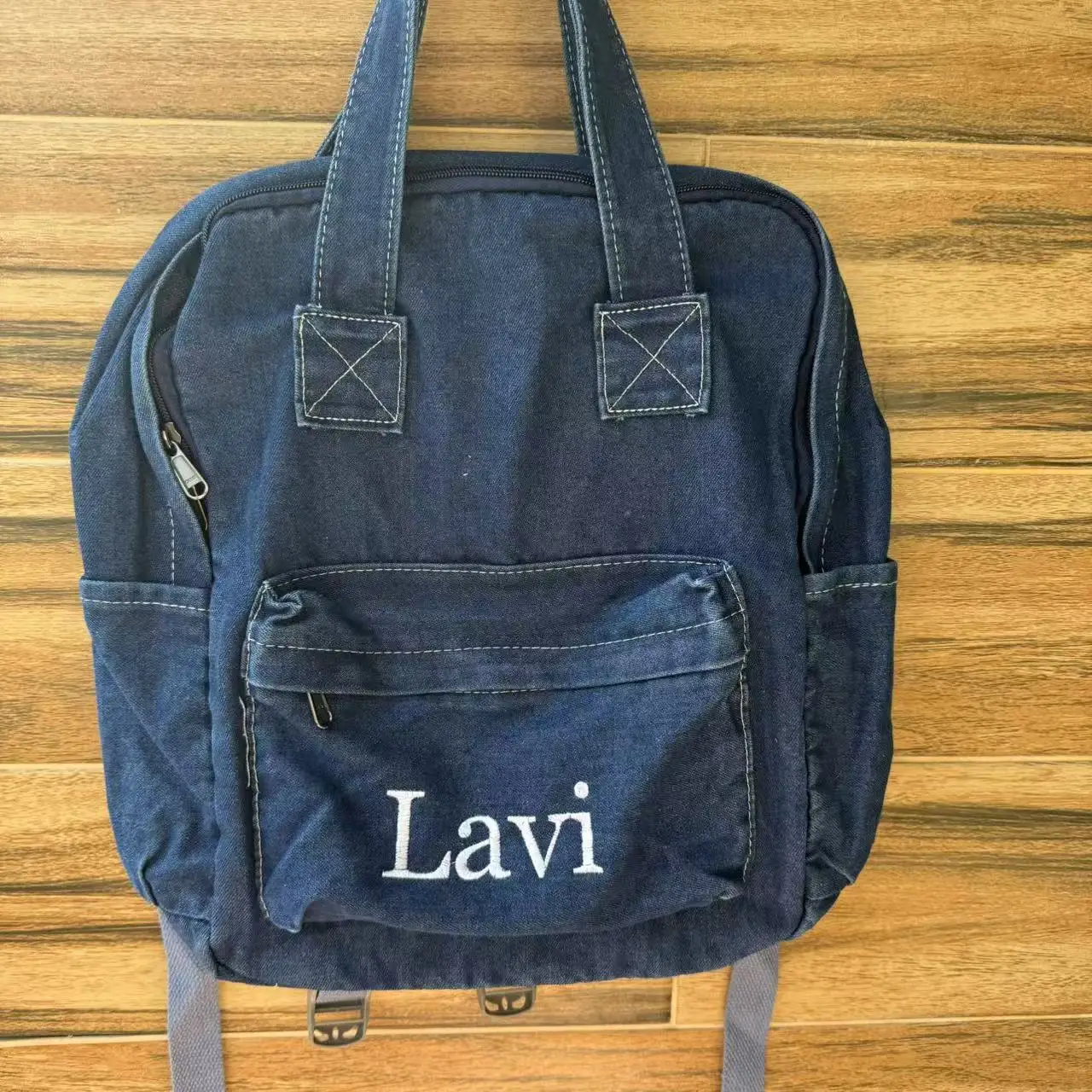 

Women's Denim Backpack Personalized Gift Bag Embroidered Name Kids Adult Shoulder Bags Simple College Student Denim Schoolbag