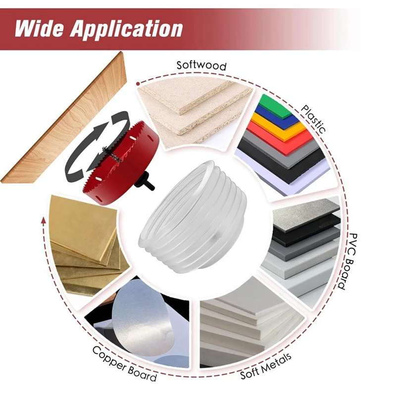 6Inch Hole Saw With Dust Bowl For Recessed Lights,3/8In Hex Shank Mandrel Drill Dust Bowl For Drywall,Ceiling Drilling