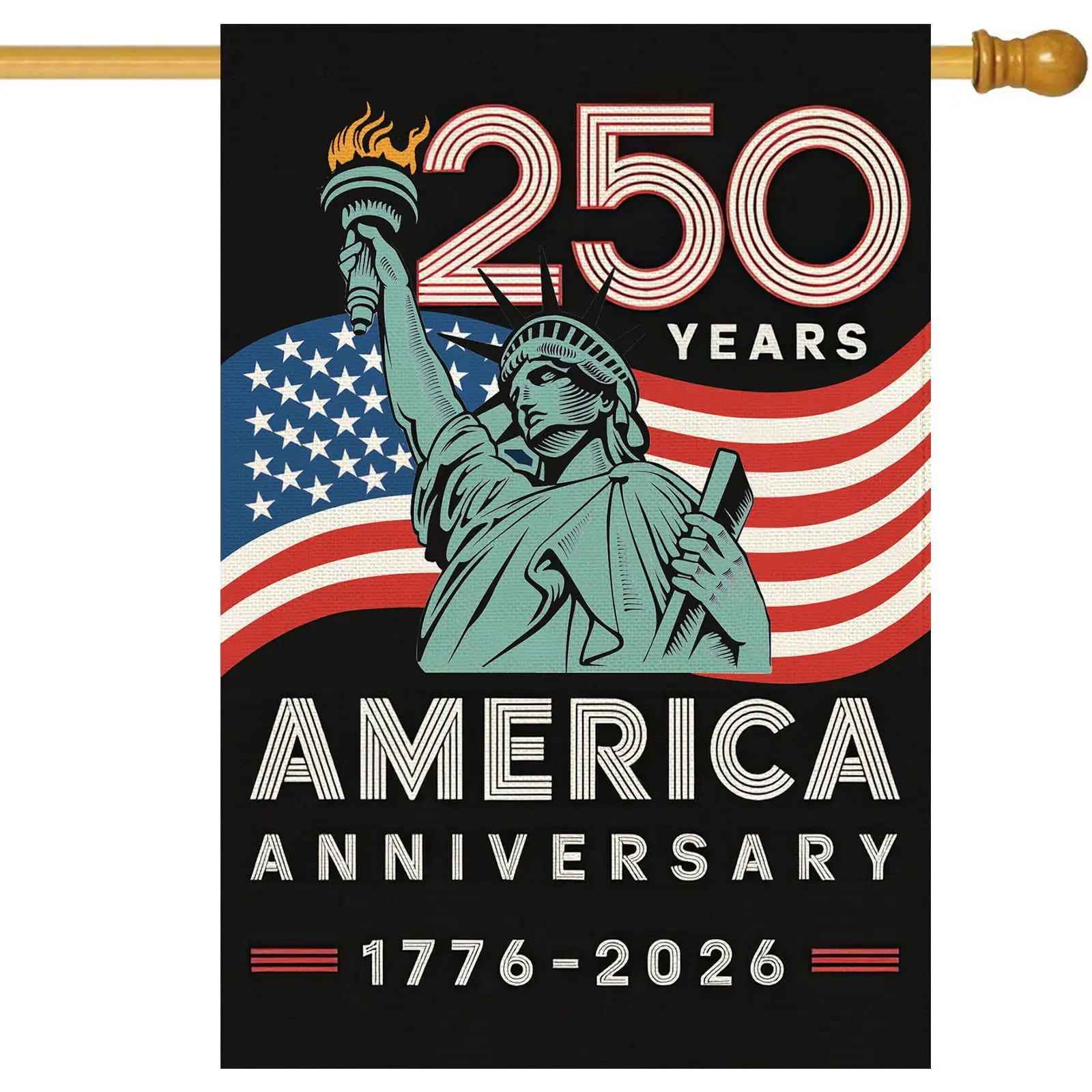 250th Anniversary Yard Flag Universal Size Patriotic American Garden Flag Outdoor Decor Yard Flag Iconic For Year-Round Memorial