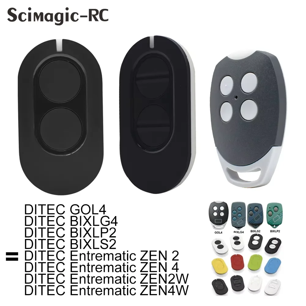 

Compatible DITEC Entrematic ZEN 2 ZEN4 ZEN2W ZEN4W Gol4 BIXLG4 BIXLP2 BIXLS2 433MHz Rolling Code Garage Door Remote Control