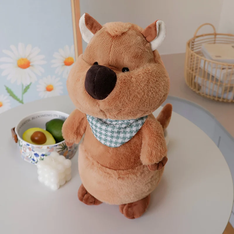 1pc25cm/9.84in ผ้าพันคอแคระจิงโจ้การ์ตูนสั้น-tailed Kangaroo Plush ของเล่นเบาะรถเตียง cuddle Sleep Soothing หมอน Birthda