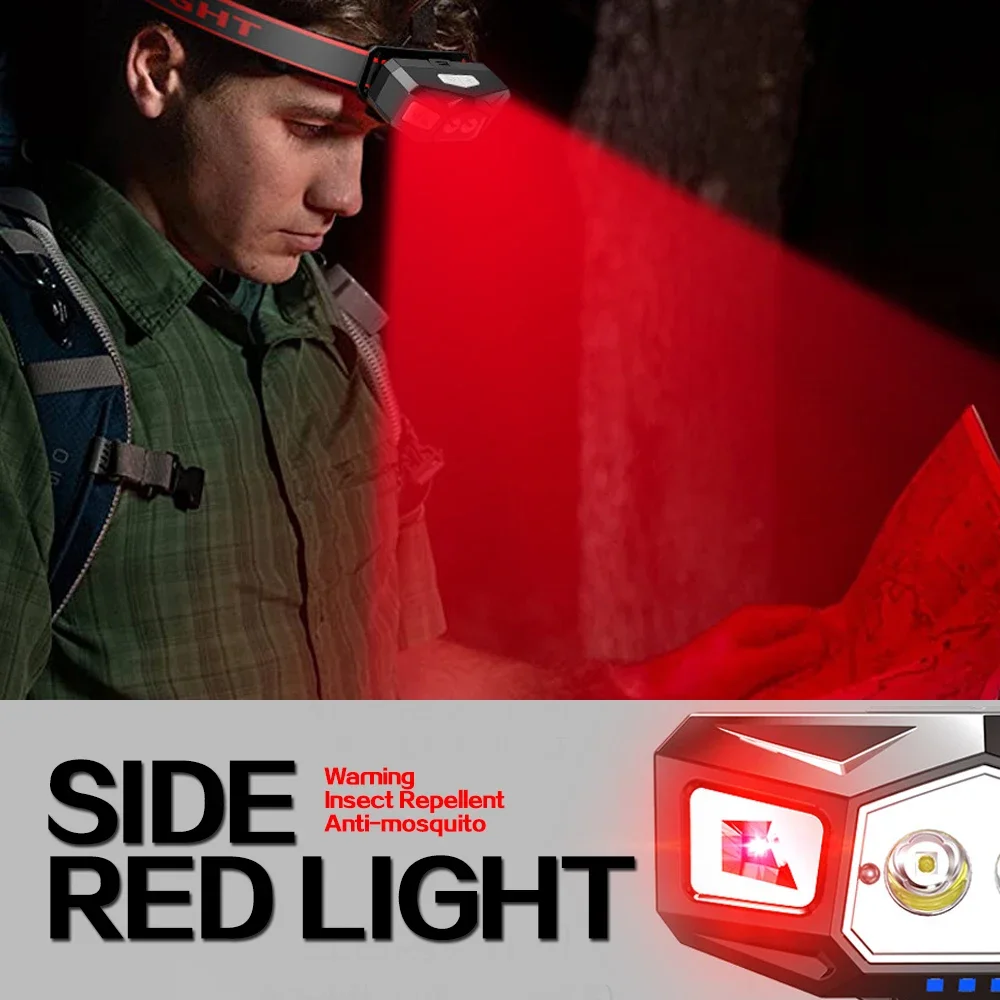 IR Motion Sensor LED Headlamp USB Rechargeable Headlight Waterproof Head Lamp Induction Head Light with Built-in Battery