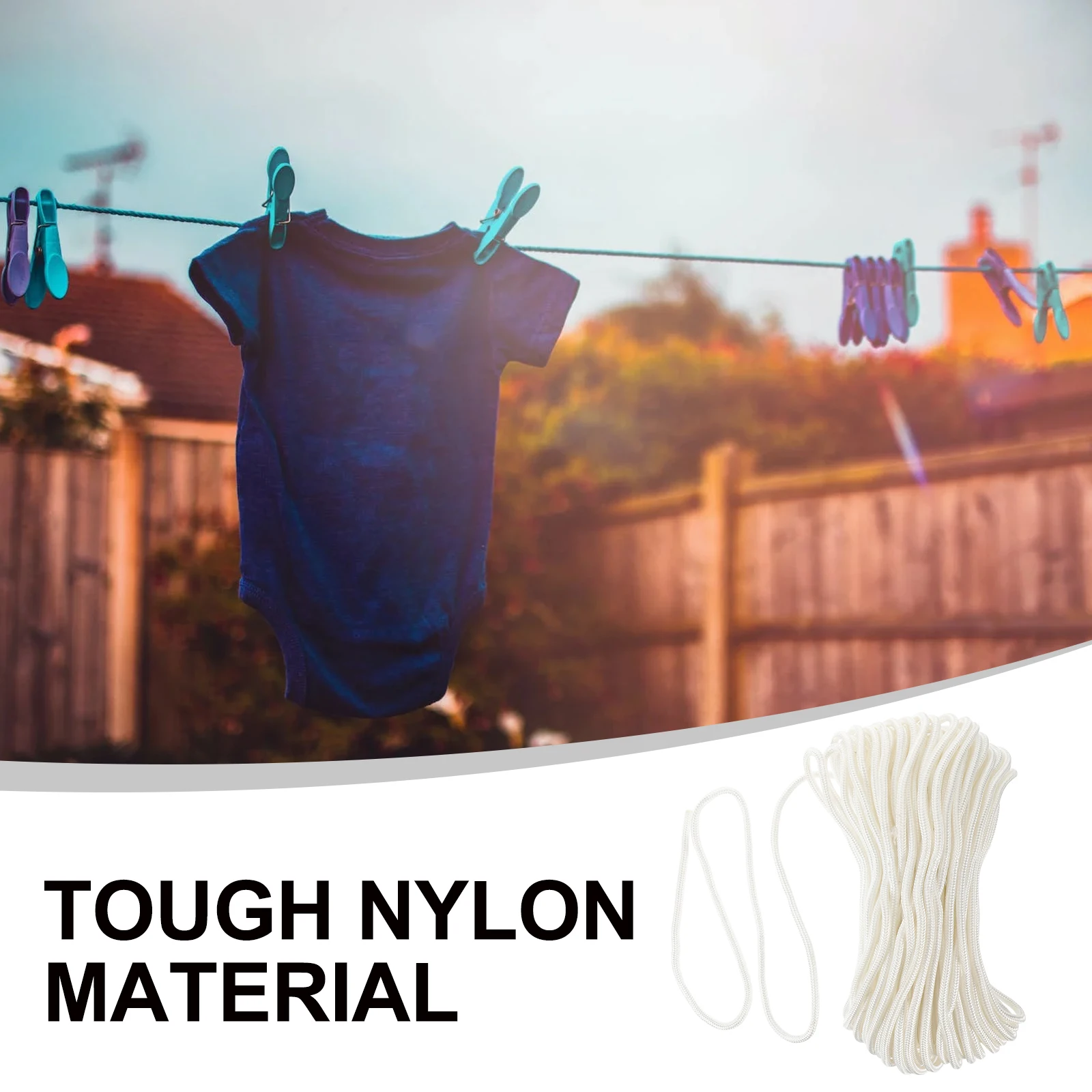 30M Solid Braided Nylon Rope and Weather Resistant Rope for Camping Indoor and Outdoor Sports 6mm(White)