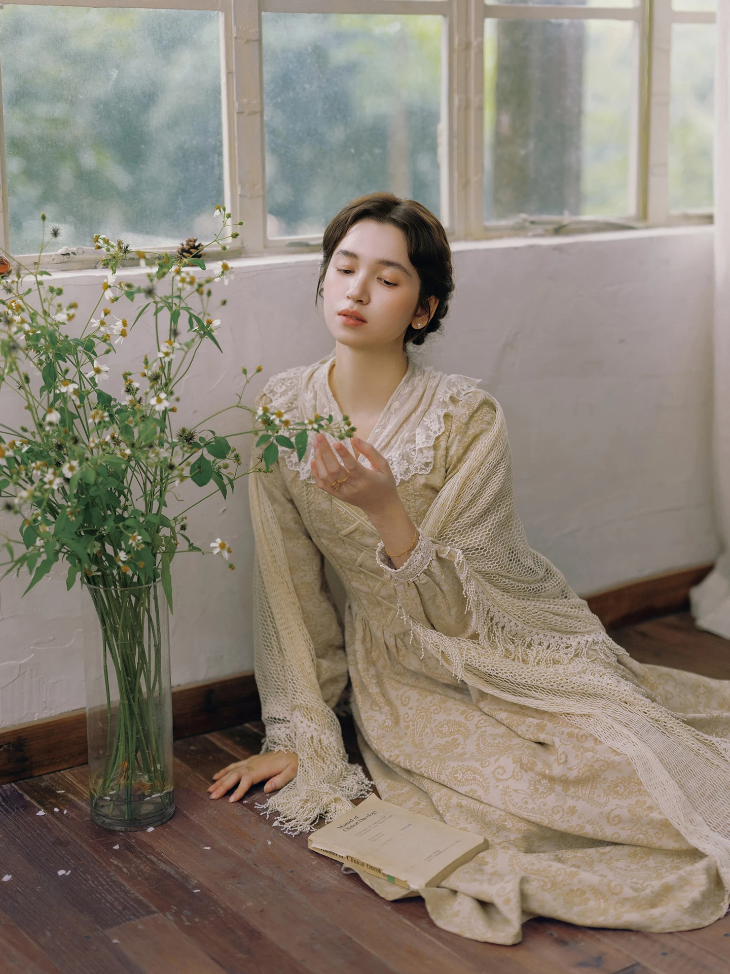 TIYIHAILEY, весенне-осеннее женское жаккардовое хлопковое платье с длинными рукавами, длинное макси-женское платье S-XL, винтажное платье с высокой талией 2025, лоскутное платье с v-образным вырезом