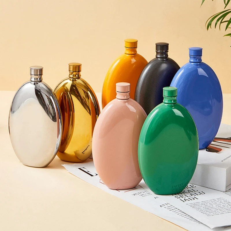 

Portable Hip Flask 5 oz Spirits Vodka Cup + Funnel Stainless Steel Camping Whiskey Flask Personalized Oval Shape Flagon Men Gift
